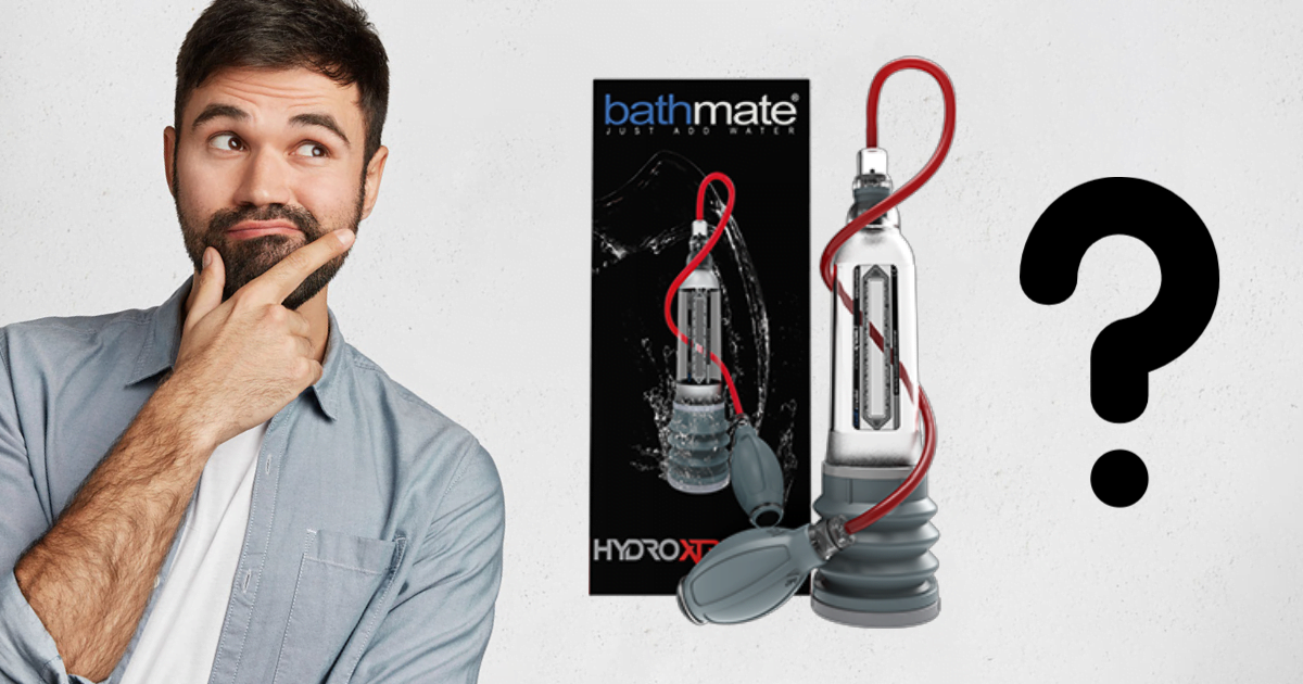 Man looking at the Bathmate Hydroxtreme pump.